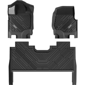 3W Floor Mats (with Metal Pedals) Fit for Ford F-150 2015-2026 & F150 Lightning 2022-2025 SuperCrew, TPE All Weather Car Mats Custom Fit Accessories (w/s Original fold Under-Seat Storage Box)