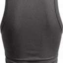 Versatile High Neck Crop Tank for Women - Workout, Yoga, and Daily Wear, Slimming Ribbed Bodycon Sleeveless Top (Gray) S