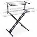 2-tier Double x Keyboard Stand, Heavy-duty Adjustable Height Piano Stand with Locking Straps & Quick Release, Portable X-Style Holder for 54/61/88 Key Digital Pianos, Stage Studio Home Use