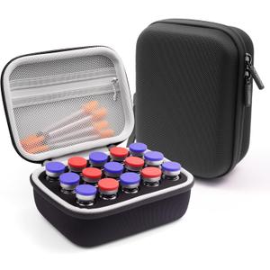 Krypthos 15 Slots Insulin Vial Protector Case, Insulin Vial Organizer Bag for Diabetics Standard 10ml Vials, Insulin Carrying Case Fridge Holder Storage Holder, No Ice Pack