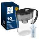Brita Metro Small 6-Cup Water Filter Pitcher with BritaPlus Filter, WQA NSF/ANSI Certified, Reduces 2X Contaminants vs. Standard, Reduces Chlorine, Zinc, Copper, Mercury & More, Black