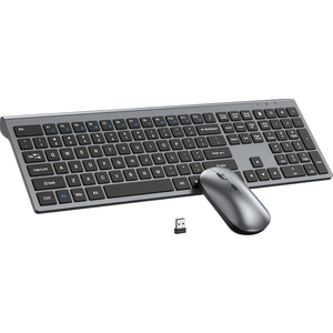 Wireless Keyboard and Mouse Combo, Full Size Keyboard and Mouse, Long Battery Life, Optical Mouse, 2.4G LagFree Cordless Mice Keyboard Set Ultra Slim Design for Computer, Laptop, PC, Mac, Windows