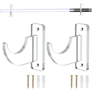 Uxcell Sword Wall Mount Holder, 1 Set Acrylic Light Saber Display Rack Wall-Mounted Sword Stand Display for Light Saber Sword Wall Bracket, Clear