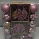 SHareconn 65pcs Christmas Tree Ornaments Set, Shatterproof Christmas Gingerbread Man Balls Bulk Gift Boxes, Hanging Plastic Decorative Baubles for Xmas Trees Decorations, Holiday Party, Macaron