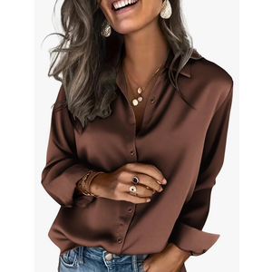 Zeagoo Satin Blouses for Women Silk Button Down Shirts Long Sleeve Business Casual Tops Size XXL