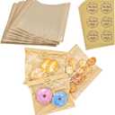 40 Pack Bakery Bags with Window, 7.3x7.9 Inch Kraft Paper Food Bags for Cookies, Donut, Egg Sandwich, Waffle Cake Packaging