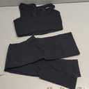 QINSEN Workout Outfits for Women 2 Piece Ribbed Seamless Crop Tank High Waist Yoga Leggings Sets (Medium, 03 Black)