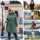 Women Waterproof Lightweight Long Rain Jacket Trench Coat with Adjustable Back Storm Shield,Check Lined&2-Way Zip (Beige, S)