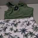 Daci Womens Tankini Swimsuits with Skirt - Two Piece Tummy Control Bathing Suits High Neck Swimwear (X-Large, Green Palm Tree)