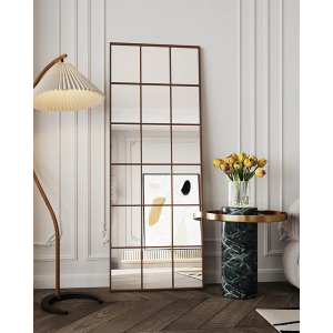 Antok Full Length Mirror, Floor Mirror 65" x 22" Rectangular Window Decorative Mirror, Metal Framed Decor Floor Mirror Art Pane Mirror Wall Decor for Bedroom, Living Room, Entryway, Bronze