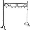 Senneny Christmas Stocking Holder Stand with 10 Hooks, Classic Metal Art Stocking Holder Stand Hangers - Easy Assembly and Stand, Black