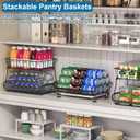 OKZEST 3-Tier Rolling Pantry Floor Organizer and Storage Cart with Wheels, Stackable Wire Pantry Baskets for Pantry Shelves, Kitchen Fruit Basket Stand and Storage Rack for Fruit Snack Onion Potato