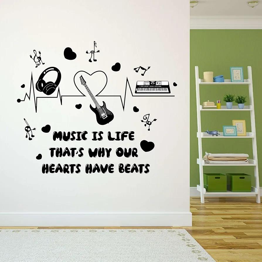 Design With Vinyl Music Wall Decal Set of Musical Instruments on White Background Removable - Size: 20 in x 16 in