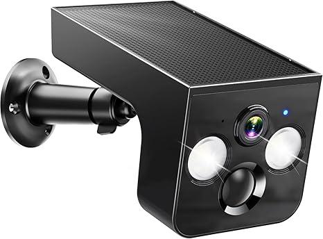 PM POPMAKE Solar Security Cameras Wireless Outdoor, 2K Battery Powered, Cloud/SD Storage, Built-in Solar, IP65 Waterproof, AI Motion, Color Night Vision, Outside WiFi Cameras for Home Security