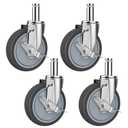 4-Inch Caster for Wire Shelving Racks, Heavy Duty Scaffolding Wheel with Brake, Set of 4 Metro Shelving Replacement Wheels(.864" x 2-3/16")
