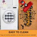 Halloween Front Door Mat Combo Set, Spider Web Coco Coir Welcome Doormat -28" x 43" Black and White Plaid Rug, Autumn Fall Front Porch Entryway Decor Floor Mat