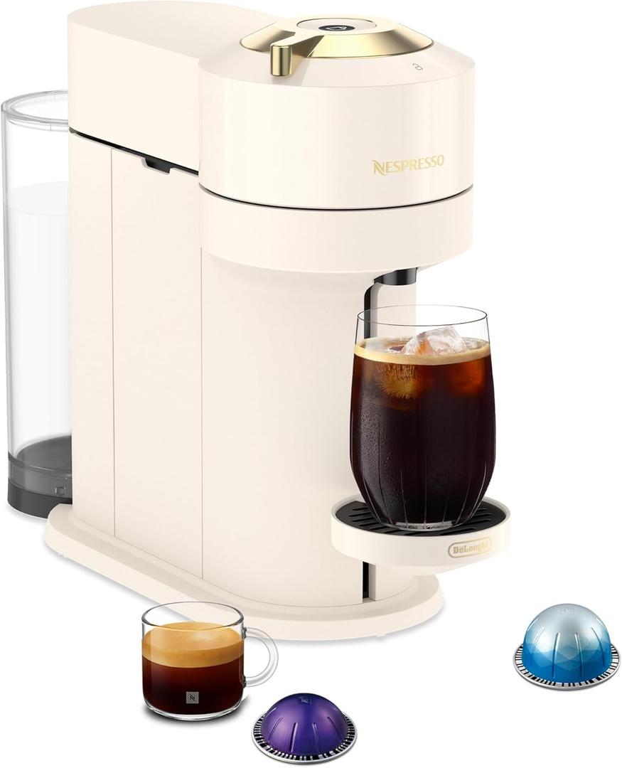 Nespresso Vertuo Next Coffee and Espresso Maker by DeLonghi, Creamy White with Gold