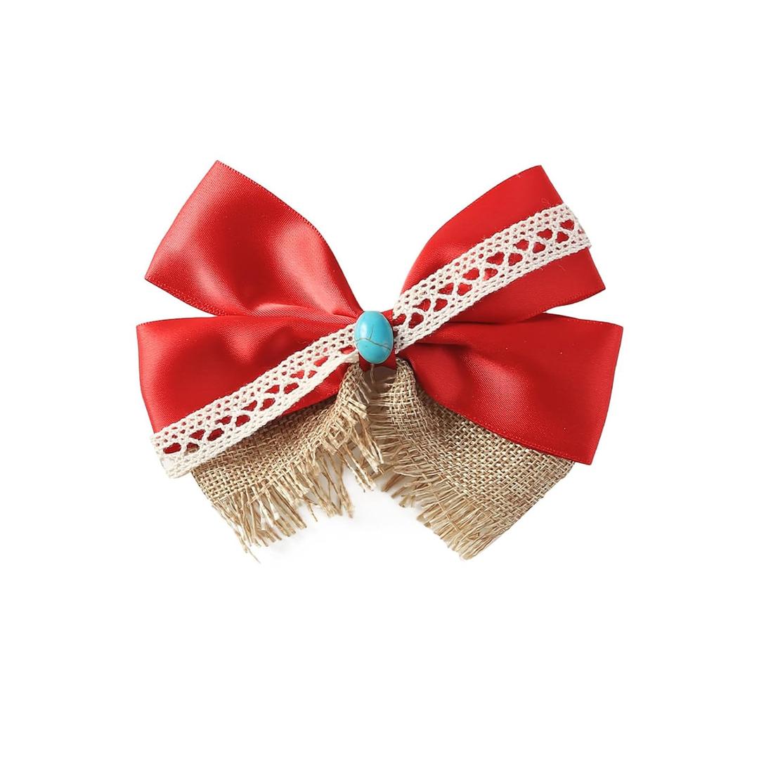 Princess Hair Bow Clips for Girls Women 5 Inch Fairy Hair Accessories Red