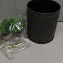 Yatmung Bathroom Trash Can with Lid - Office, Bedroom, Living Room, Entryways - Small Bathroom Garbage Can - Decorative Trash Bin (Faux Plant) - Hidden Waste Basket - 2.6 Gal, Black with Gold Edge