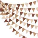 33 Ft Gingham Hanging Banner Decoration Brown Pennant Plaid Triangle Flag Fabric Bunting Garland for Birthday Baby Shower Party Supplies