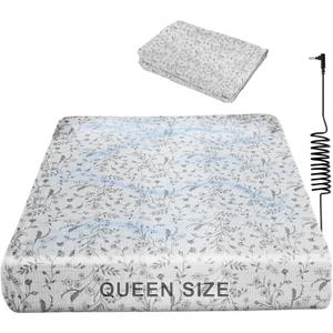 Grounding Fitted Sheet Queen Size 5% Silver Fiber 95% Cotton - Floral Grey, 15" Deep Pocket Grounding Sheets to Improve Sleep, Reduce Anxiety & Pain - Earthing Sheet
