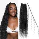 Boho Goddess Locs Crochet Hair: 8 Packs Pre Looped Bohemian Faux Locs Crochet Hair Extensions for Black Women, 24 Inch with 3 Curls (24 Inch, 1B#, 8 Packs)