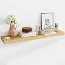 Acovy 48 Inch Floating Shelves, 12 Inch Deep Floating Shelves for Wall, Large Floating Shelf with Invisible Brackets, Deep Shelves for Bathroom, Bedroom, Living Room, 1 Pack, Natural