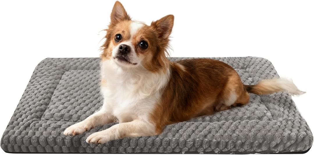 Dog Bed Crate Mat, Soft Durable Washable Anti-Slip Kennel Pad for Dogs & Cats, Reversible (Light Gray, M(30"*20"*1.5"))