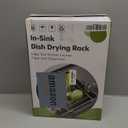 Over the Sink Expandable Dish Drainer Drying Rack In Stainless Steel for Small Kitchen, Counter Space Saving Modern Compact Metal Above Plate Dryer Strainer, Adjustable Hanging Inside Drain Holder (For 11.5"-30"W Sink, Silver)