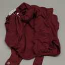 REORIA Womens Sexy One Shoulder Asymmetrical Leopard Print Mesh Ruched Backless Going Out Bodysuits Tops (Burgundy) XL