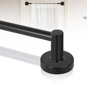 HTZON Black Magnetic Curtain Rod for Door:Magnet Curtain Rods for Classroom Whiteboard,Small Adjustable Magnetic Towel Bar,Tool-Free French Magnet Pole with Leather Protective Cover No Drilling 16-28"