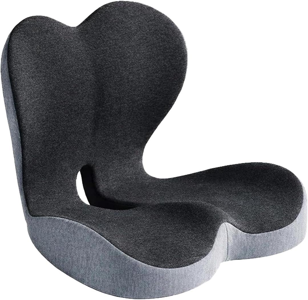 Memory Foam Seat Cushion for Office Chair & Car Seat, Ergonomic Coccyx Cushion for Pressure Relief & Back Support, Non-Slip Comfort Cushion for Driving, Wheelchair, Desk Chair, Home & Travel, 18INCH