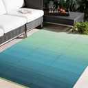 Anidaroel 8x10ft Ombre Outdoor Rug for Patios Clearance, Waterproof Camping Rug for Outside RV, Reversible Plastic Straw Outside Rugs, Large Outdoor Area Rug for Camper, Picnic(Blue&Green,8'x10')