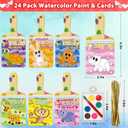 ABERLLS Valentines Day Cards for Kids School, 24 Pack Watercolor Paint Sets with Greeting Cards, Valentines Day Gifts for Kids Classroom Exchange Gifts, Valentine Party Favors for Boys and Girls