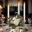 10" Flameless Taper Candles with Remote, 6 Pcs White Electric Led candlesticks, PlasticTall Taper Candles Battery Operated with Flickering Flame for Halloween Christmas Wedding Home Dcor