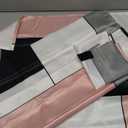 Pink Kitchen Window Curtains Valance and Tier Set 36 Inch, Black Grey White Modern Rod Pocket Short Tier Curtain for Bathroom, Abstract Art Small Cafe Drapes for Decor