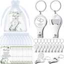 Fulmoon Wedding Multi Function Bottle Opener Nail Clipper Wedding Favors Brewery Cards White Organza Bags for Party Supplies Gift Souvenir Guests Men Women(50 Sets)