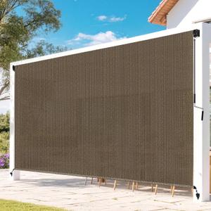 Outdoor Roller Shades for Patio, Mocha 10' W x 8' H Cordless Patio Shades Roll Up Outdoor Blinds with Splicing Design, 90% UV Protection for Porch Gazebo Pergola, 120"W x 96"H