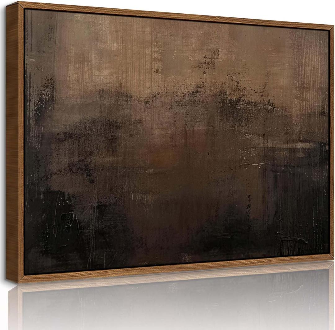 Framed Abstract Canvas Wall Art - 24x36 Inch Modern Earthy Decor for Office & Living Room