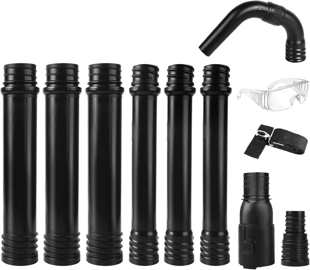 Zipcase Gutter Cleaning Kit - 9.25 ft Safe, with 360 Adjustable Nozzle, Ground-Level Leaf Blower Gutter Attachment Compatible with EGO 530CFM / 580CFM / 575CFM / 650CFM/ 615CFM/LBX6000 Leaf Blowers