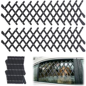 2 Pcs Car Truck Window Pet Gate, Extendable Car Window Dog Puppy Ventilation Grill Mesh Vent Security Lattice Telescopic Fence for Trucks SUV Pet Safety Protection Summer Air Ventilation