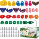 TOPNEW 32 Rock Climbing Holds Multi Size for Kids, Adult Rock Wall Holds Climbing Rock Wall Grips for Indoor and Outdoor Playground Play Set - Includes 2 Inch Mounting Hardware