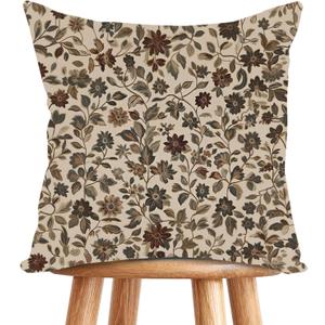 William Morris Abstract Vintage Floral Velvet Butterfly Design Throw Pillow Covers Home Decor, Retro Art Deco Pillowcase Cushion Cover for Bed Sofa Living Room, Square 18x18inch (Beige-Floral)