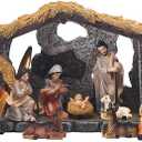 MOOCOCO Christmas Nativity Figurine Set Jesus Manger Scene, Hand Resin Craft Statue, Baby Jesus Holy Family Statue, 12 Pc