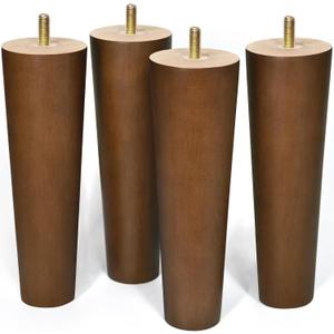 AORYVIC Furniture Leg Sofa Legs Replacement Wood 8 inch Mid Century Dresser Legs with 5/16 inch Bolt Set of 4, 8 inch Brown
