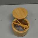 ThougrLyh Salt Box Bamboo Salt Container with Swivel Lid with Magnetic to Easily Open and Seal Salt Cellar With Spoon for Storing Salt Pepper Sugar Herbs Small Spice Box
