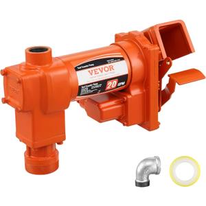 VEVOR Fuel Transfer Pump, 12V DC 20 GPM 1/4 HP, High Flow Cast Iron Gasoline Extractor Pump with Fuel Collection Box Design for Gasoline, Diesel, Kerosene, Ethanol & Methanol Blends, and Biodiesel