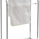 Organize It All 3 Bar Bathroom Towel Drying Rack & Holder with Shelf , Chrome, 62443W-1