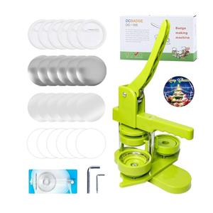 Button Maker Machine, Pin Maker Machine Kit (3rd Gen) Installation-Free DIY, Badge Maker Button Press Machine with Free Button Parts&Circle Cutter&Wrench Gadget (Green, 58mm（2.25in）)