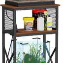 Snughome 10 Gallon Fish Tank Stand with Power Outlets, Aquarium Stand with Storage, 3 Tier Heavy Metal Reptile Tank Stand Fish Tank Shelf 20.47" x 11.42" x 30.91", Rustic Brown